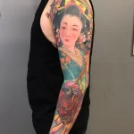färgglad sleeve på en geisha och demon