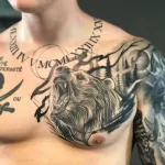 Gråskala tatuering björn